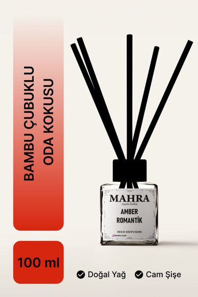 Amber Romantik Bambu Çubuklu Oda Kokusu Esansiyel Uçucu Yağ Reed Diffuser 100ml
