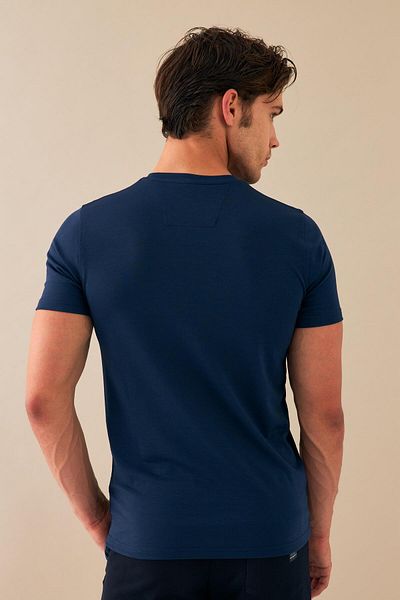 Escetic Μπλουζάκι Navy Slimfit Sports - Αναπνεύσιμο, Βαμβακερό ύφασμα, Μηδενικός Λαιμός - T0095