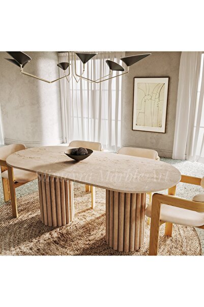 Sümeyra Marble Art Efes - Doğal Traverten Yemek Masası | 90*180 |