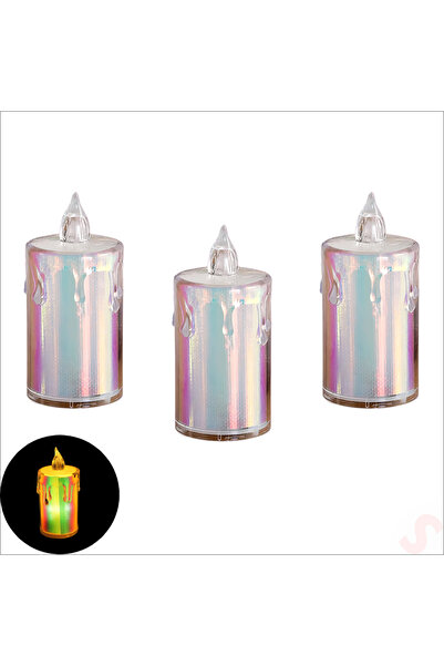 Süsle Baby Party Erimiş MuM Görünümlü,Gökkuşağı Işıklı Pilli Led MuM, 8x3,6cm...