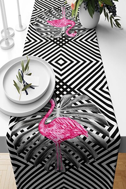 uygun dekor Flamingo Detaylı Geometrik Desen Leke Tutmaz Kumaş Salon Mutfak M...