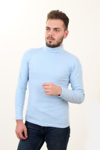 EMKA GİYİM Pulover pentru bărbați, albastru de gheață, cu gât rotic