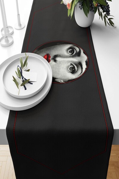 uygun dekor Fornasetti Desenli Leke Tutmaz Kumaş Salon Mutfak Masa Değişik Ra...