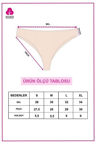 koza iç giyim Női 7 csomagos bordás brazil bugyi
