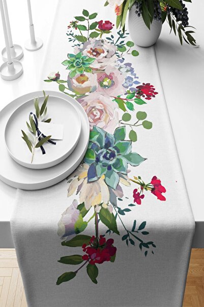 uygun dekor Kır Çiçekleri Desenli Leke Tutmaz Kumaş Salon Mutfak Masa Değişik...