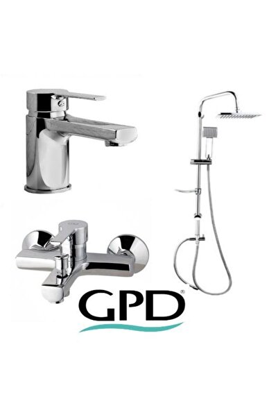 GPD Solus 3 Parça Krom Armatür Musluk Batarya Banyo Seti Mbb55-mlb55-dst19-3