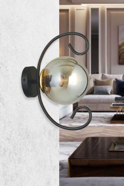 SONSUZ AYDINLATMA&AVİZE Black Violet Smoked Glass Modern Sconce