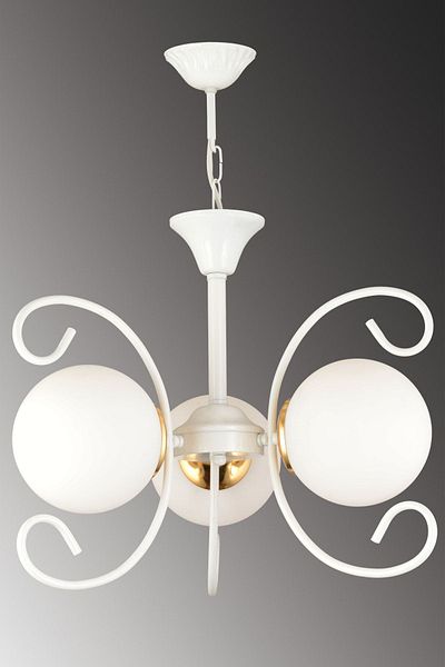 SONSUZ AYDINLATMA&AVİZE Violet White 3-Piece Modern Luxury Chandelier with White Globe Glass