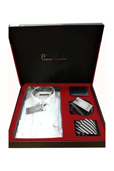 Pierre Cardin 4'lü Gömlek Kemer Cüzdan Kravat Damat Seti 03