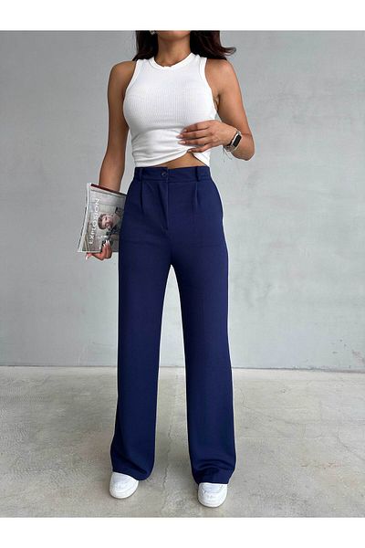 RAFINERY High Waist Women's Palazzo Trousers - Pleated and Pocket, Model 69903 2401