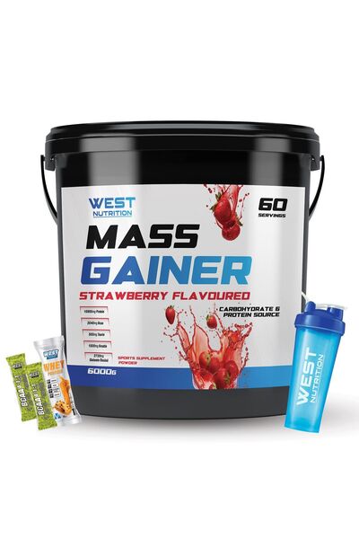 West Nutrition Mass Gainer Carb Powder 6 Kg Strawberry Shaker