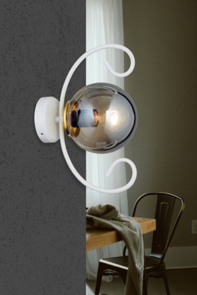 SONSUZ AYDINLATMA&AVİZE White Violet Smoked Glop Glass Modern Sconce