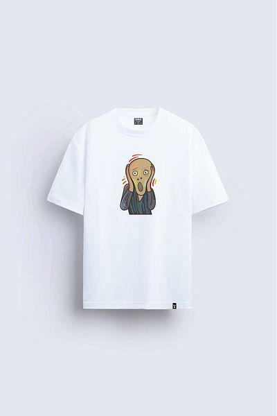 Darkia Vincent van Gogh Printed - Crew Neck Relaxed Fit White T-Shirt