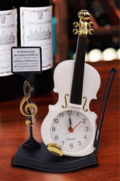 Genel Markalar Dekoratif Masa ve Oda Süsü Biblo Keman Görünümlü Beyaz 24x13cm...