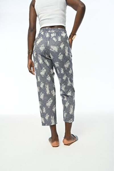 Orfeo Negro Patterned Relaxed Cut Women's Trousers - Elastic Waist