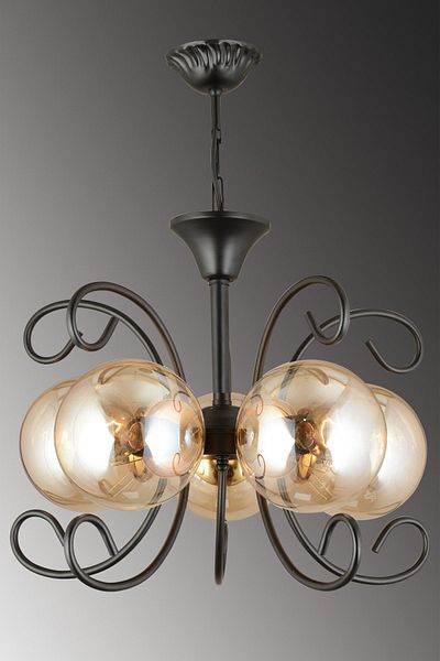 SONSUZ AYDINLATMA&AVİZE Violet Black 5-Piece Honey Globe Glass Modern Luxury Chandelier