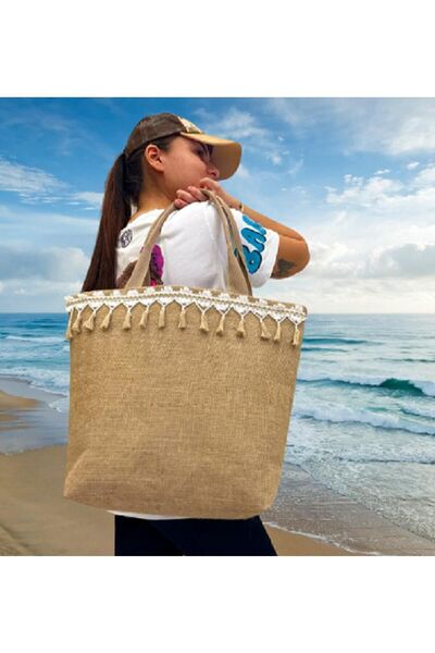 QUTBAG Safari Jute Authentic Beach Bag