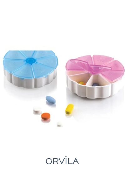 Orvila Cutie de depozitare săptămânală pentru medicamente model rotund