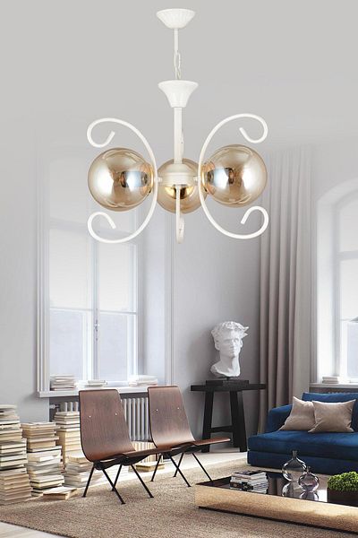 SONSUZ AYDINLATMA&AVİZE Violet White 3-Piece Honey Globe Glass Modern Luxury Chandelier