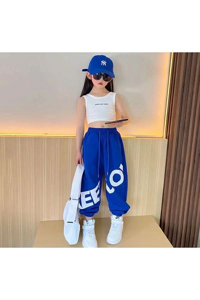 npLStore Set de trening pentru fete, cu imprimeu digital, fără mâneci, cu imprimeu Keep Love