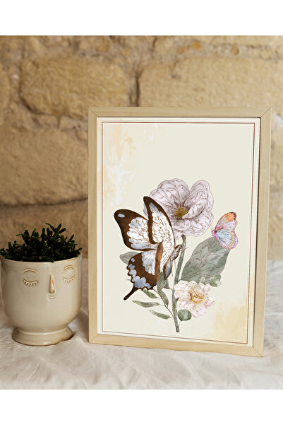 Ayışığı Dizayn Bohem-İskandinav Botanical Vintage Doğal Ahşap Çerçeveli Poste...