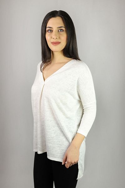 Kallisto V-Neck Ecru Tunic