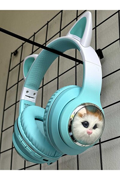 peakaks Kablosuz Bluetooth 5.0 Renkli Işıklı Kedi Figürlü Mikrofonlu Kulaklık...