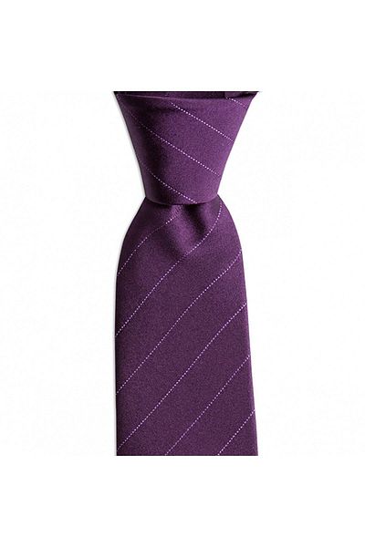 1001 Kravat Purple Striped 7.5 cm Wide Silk Tie