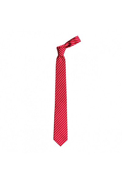 1001 Kravat Red Striped 7.5 cm Wide Silk Tie