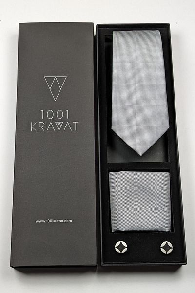 1001 Kravat Men's Gift Set - With Handkerchief, Tie and Cufflinks