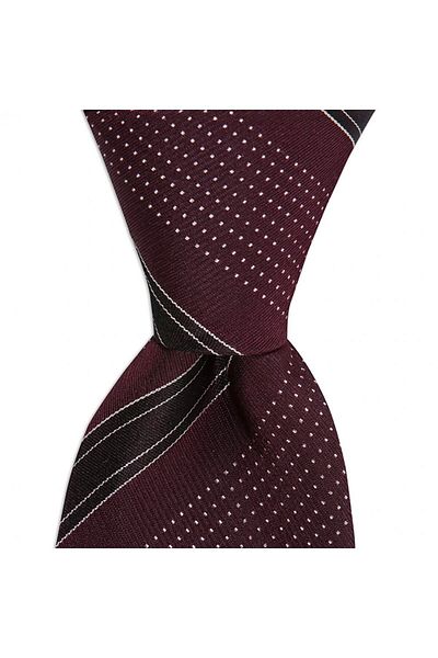 1001 Kravat Claret Red Striped 8 cm Wide Silk Tie