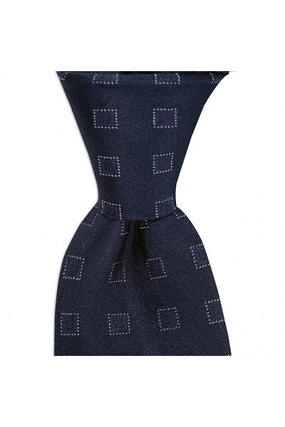 1001 Kravat Navy Blue Patterned 8 cm Wide Silk Tie