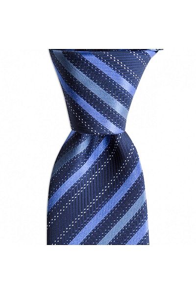 1001 Kravat Navy Blue Striped 7.5 cm Wide Silk Tie