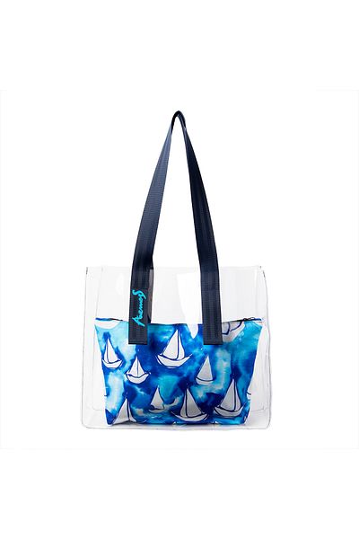 ANEMOSS Transparente Einkaufs- und Strandtasche mit Segelboot
