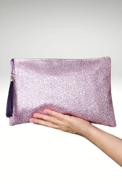 KRIMO Gold Rose Women's Leather Portfolio Clutch Bag