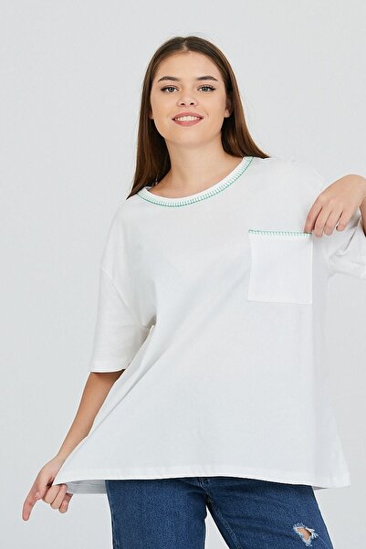 Kallisto Bluză cu mânecă scurtă din bumbac 100%, cu guler și broderie pentru ...