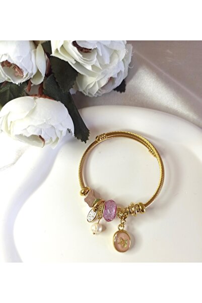 LİLA TAŞ DETAYLI DENİZ KABUĞU MODEL CHARM BİLEKLİK