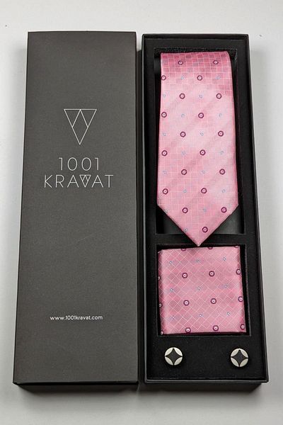1001 Kravat Men's Gift Set - With Handkerchief, Tie and Cufflinks