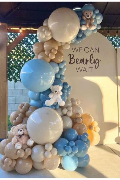 Çemrek Süs Parti مجموعة سلسلة بالونات رمل الصحراء باللون الأزرق والزجاج الأزر...