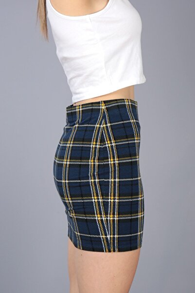 Kallisto Синя міні-спідниця в клітинку