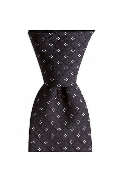 1001 Kravat Black Patterned 7.5 cm Wide Silk Tie