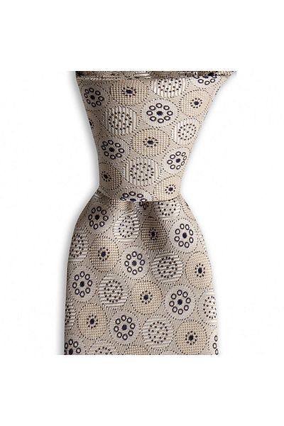 1001 Kravat Light Brown 8 cm Wide Tie with Flower Pattern