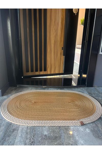 Türkmen Ev Tekstil Black Jute Mat - Bathroom, Door and Balcony Mat, Hallway Carpet, Decor
