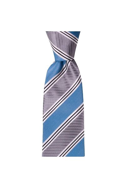 1001 Kravat Blue Striped 8 cm Wide Tie with Handkerchief