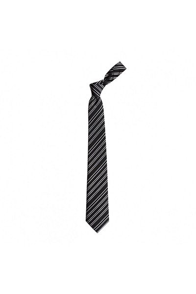 1001 Kravat Black Striped 8 cm Wide Tie