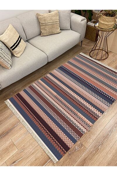 kilim home Covor decorativ țesut cu bază, din seria Cotton, în tonuri de cafe...