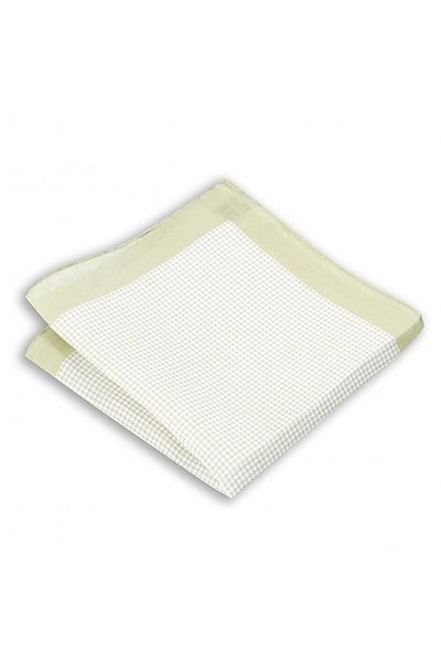 1001 Kravat Crow's Feet Patterned Light Green Colored Linen Pocket Handkerchief in 33x33 cm Sizes