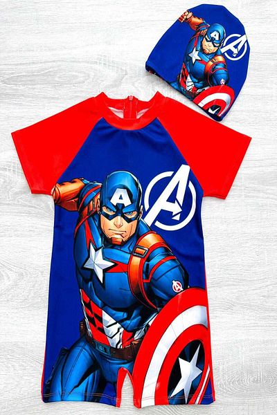 ÖYKÜ KİDS Boy's Swimsuit - Cartoon Pattern and Zipper