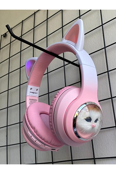 peakaks Kablosuz Bluetooth 5.0 Renkli Işıklı Kedi Figürlü Mikrofonlu Kulaklık...