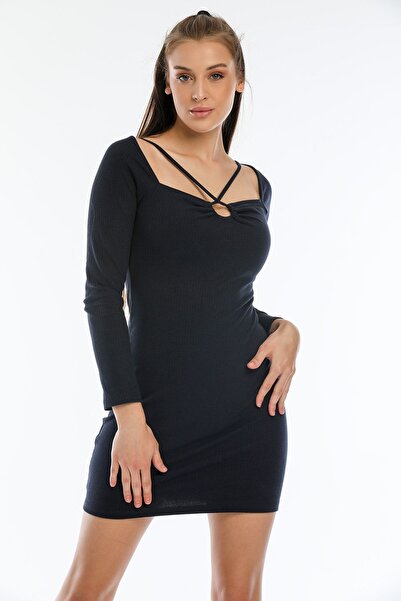 Kallisto Μπλε ναυτικό φόρεμα με χαμηλό μπούστο